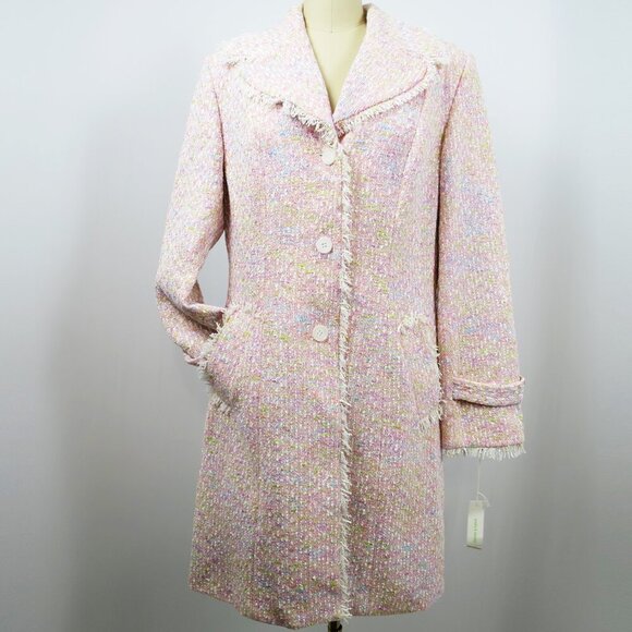 NWT Supply & Demand Pink Rainbow Pastel Bouclé Coat Made in USA of French Fabric - Picture 2 of 16
